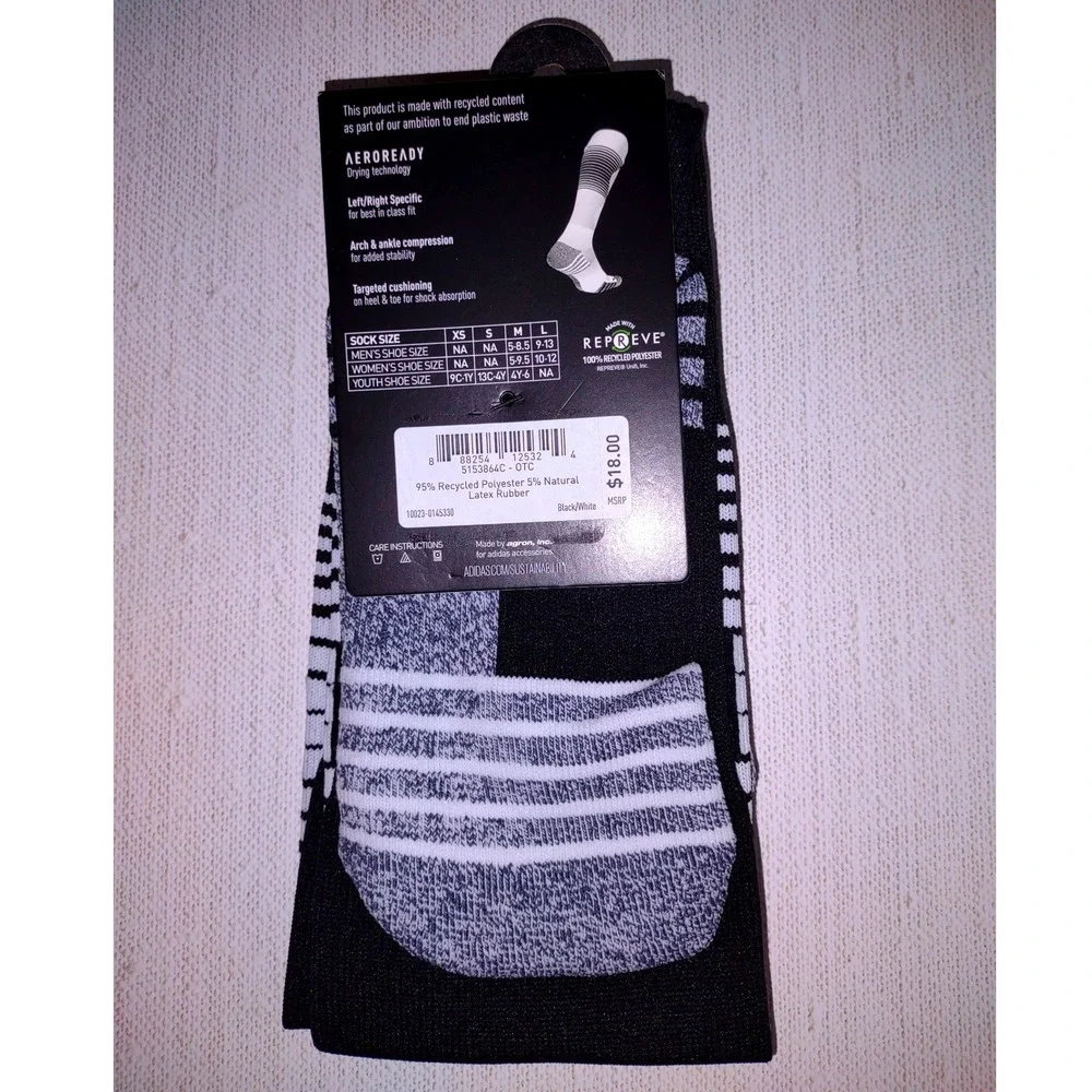 Adidas Soccer Team Speed Sock Black White Medium - Made‎ with Recycled Polyester